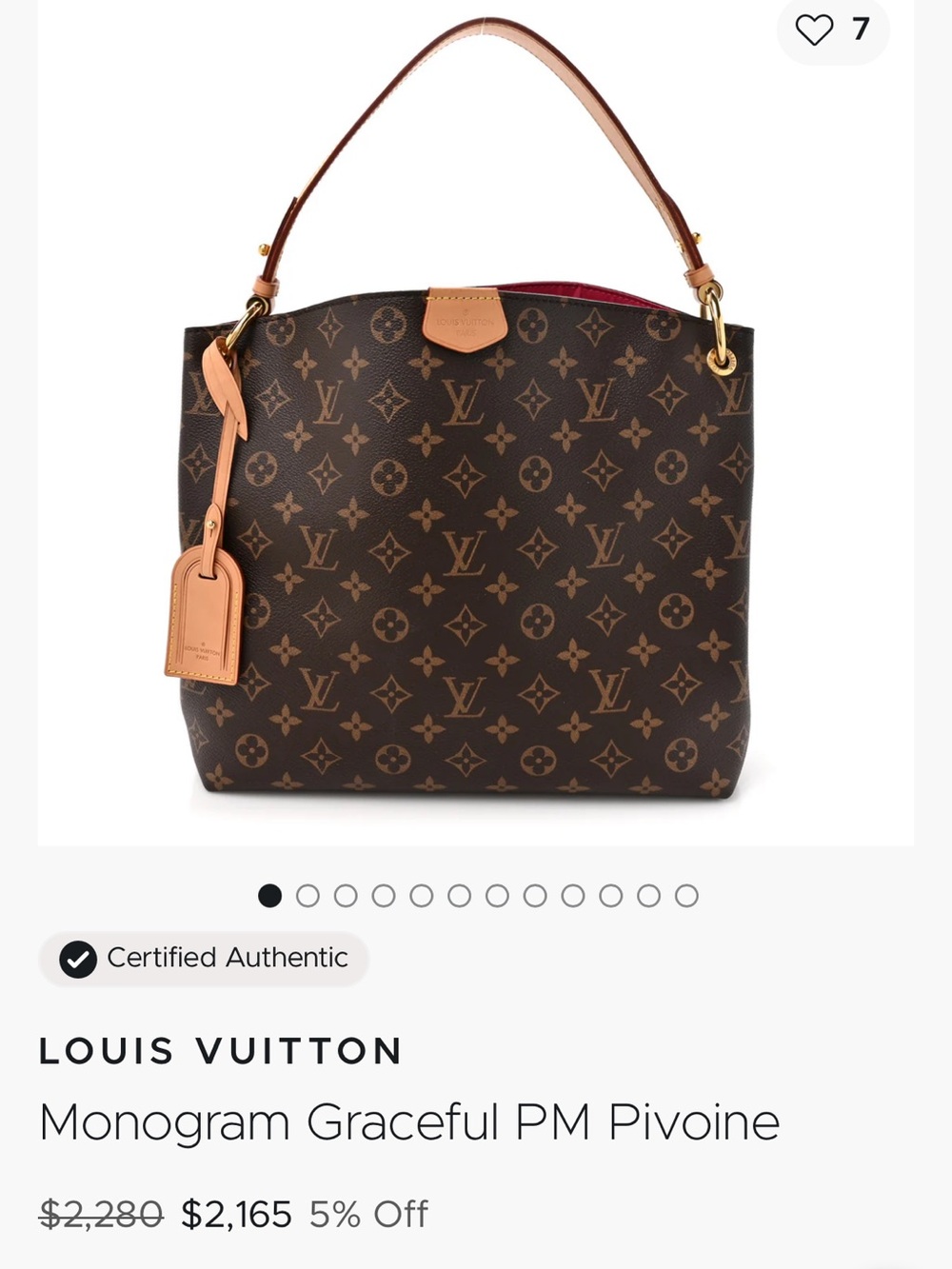 Louis Vuitton Monogram Graceful PM Pivoine Shoulder Bag in Brown